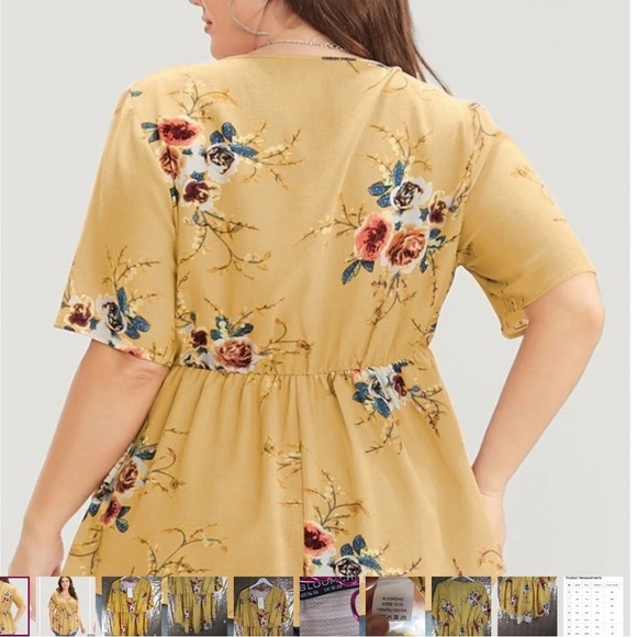 BloomChic Yellow Puff Sleeve Wrap Blouse - Picture 5 of 12